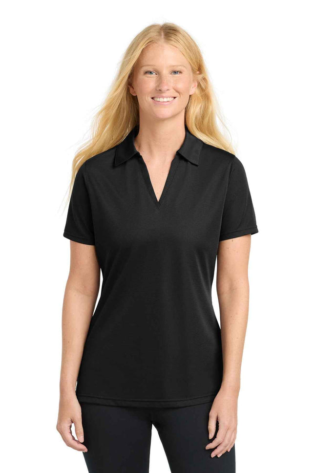 SportTek Women's PosiCharge Active Textured Polo LST690 Black