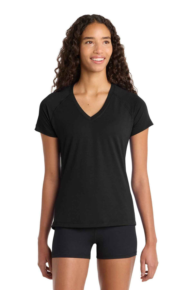 SportTek Women's Ultimate Performance VNeck LST700 Black