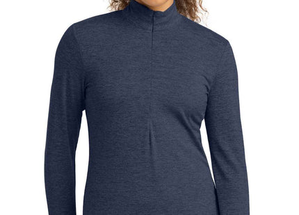 SportTek Women's Exchange 15 Long Sleeve 1/2Zip LST711 Dark Denim Heather