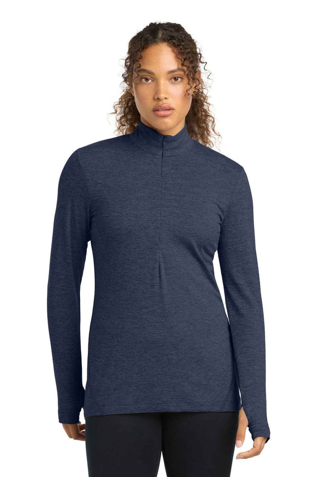 SportTek Women's Exchange 15 Long Sleeve 1/2Zip LST711 Dark Denim Heather