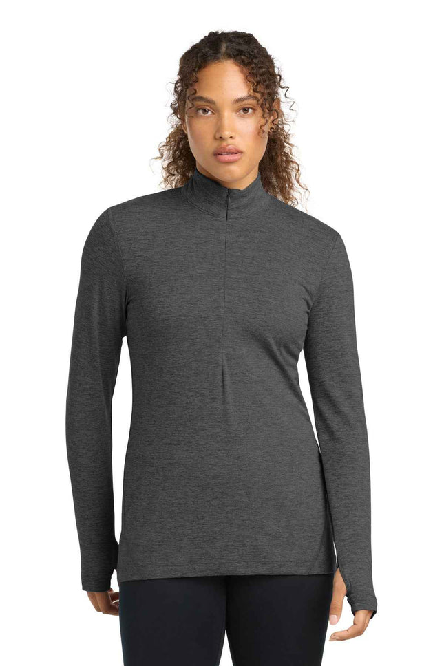 SportTek Women's Exchange 15 Long Sleeve 1/2Zip LST711 Graphite Heather