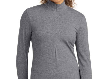 SportTek Women's Exchange 15 Long Sleeve 1/2Zip LST711 Grey Heather