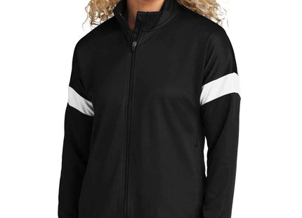 SportTek Women's Travel FullZip Jacket LST800 Black White