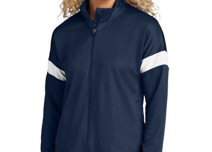 SportTek Women's Travel FullZip Jacket LST800 True Navy White