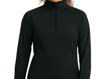 SportTek Women's SportWick Stretch 1/4Zip Pullover LST850 Black