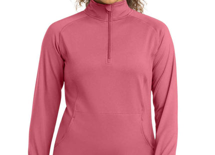 SportTek Women's SportWick Stretch 1/4Zip Pullover LST850 Dusty Rose
