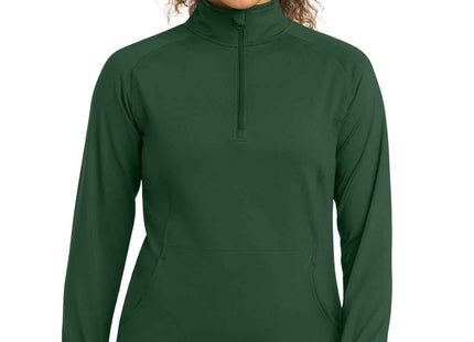 SportTek Women's SportWick Stretch 1/4Zip Pullover LST850 Forest Green