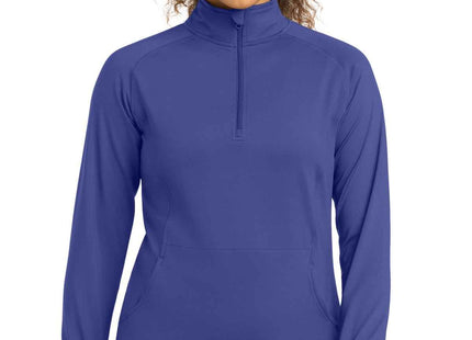 SportTek Women's SportWick Stretch 1/4Zip Pullover LST850 Iris Purple