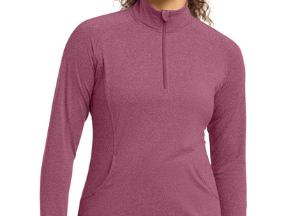 SportTek Women's SportWick Stretch 1/4Zip Pullover LST850 Pink Rush Heather