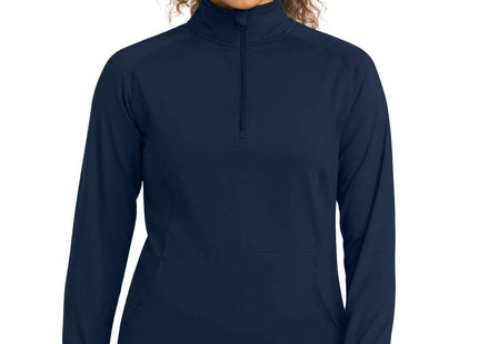 SportTek Women's SportWick Stretch 1/4Zip Pullover LST850 True Navy
