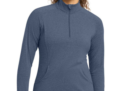 SportTek Women's SportWick Stretch 1/4Zip Pullover LST850 True Navy Heather
