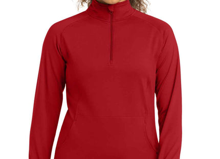 SportTek Women's SportWick Stretch 1/4Zip Pullover LST850 True Red