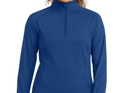 SportTek Women's SportWick Stretch 1/4Zip Pullover LST850 True Royal