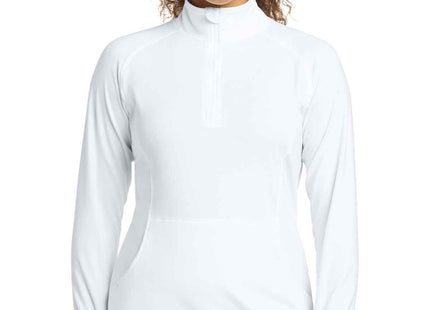 SportTek Women's SportWick Stretch 1/4Zip Pullover LST850 White