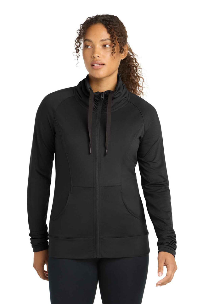 SportTek Women's SportWick Stretch FullZip Jacket LST852 Black