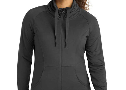 SportTek Women's SportWick Stretch FullZip Jacket LST852 Charcoal Grey