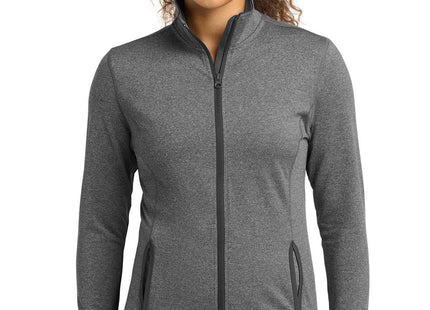 SportTek Women's SportWick Stretch Contrast FullZip Jacket LST853 Charcoal Grey Heather Charcoal Grey