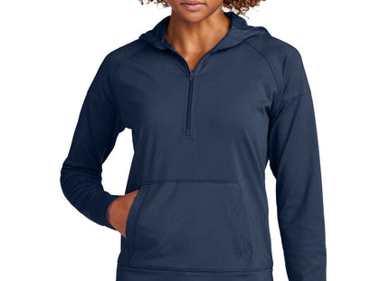 SportTek Women's SportWick Stretch 1/2Zip Hoodie LST856 True Navy
