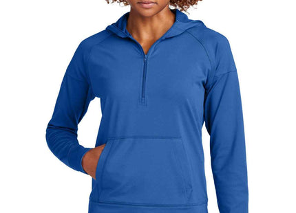 SportTek Women's SportWick Stretch 1/2Zip Hoodie LST856 True Royal
