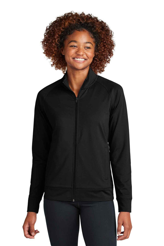 SportTek Women's SportWick Stretch FullZip Cadet Jacket LST857 Black