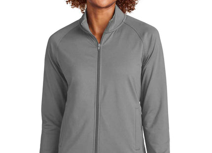 SportTek Women's SportWick Stretch FullZip Cadet Jacket LST857 Charcoal Grey