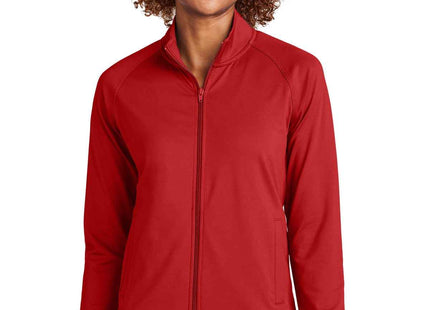 SportTek Women's SportWick Stretch FullZip Cadet Jacket LST857 Deep Red