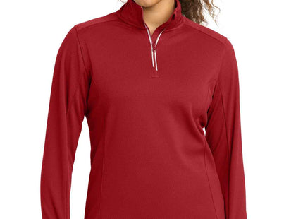 SportTek Women's SportWick Textured 1/4Zip Pullover LST860 Deep Red