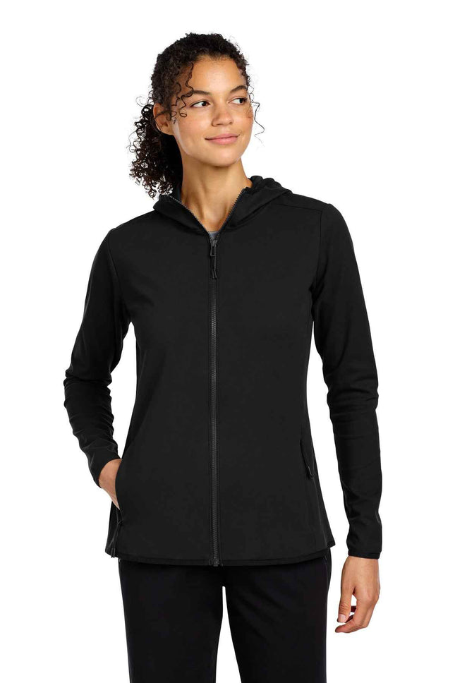 SportTek Women's Circuit Hooded FullZip LST870 Deep Black