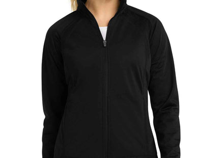 SportTek Women's Tricot Track Jacket LST90 Black Black