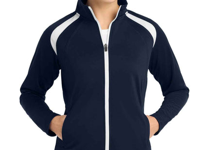SportTek Women's Tricot Track Jacket LST90 True Navy White