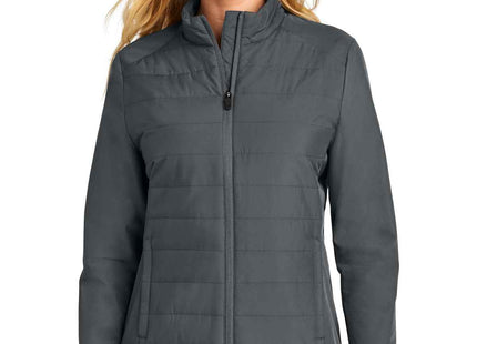 SportTek Women's Teknical Hybrid Jacket LST940 Iron Grey