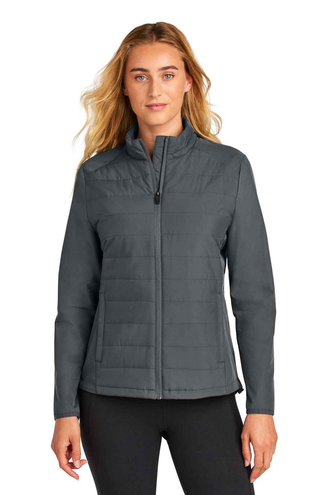 SportTek Women's Teknical Hybrid Jacket LST940 Iron Grey