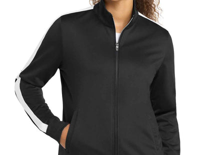 SportTek Ladies Tricot Sleeve Stripe Track Jacket LST94