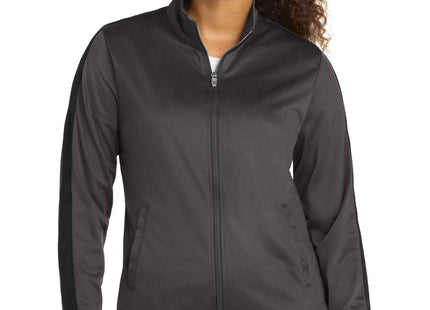 SportTek Ladies Tricot Sleeve Stripe Track Jacket LST94