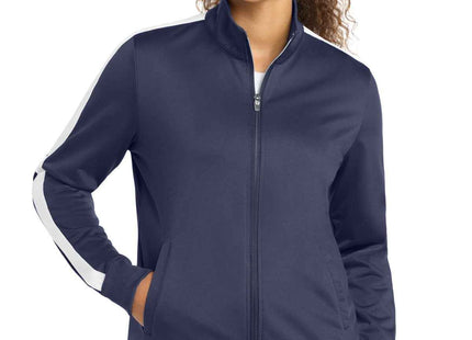 SportTek Ladies Tricot Sleeve Stripe Track Jacket LST94