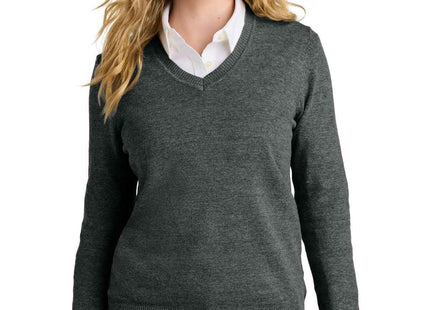 Port Authority Women's Easy Care VNeck Sweater LSW2850 Charcoal Heather