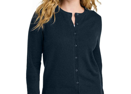 Port Authority Women's Easy Care Crewneck Cardigan Sweater LSW2870 River Blue Navy