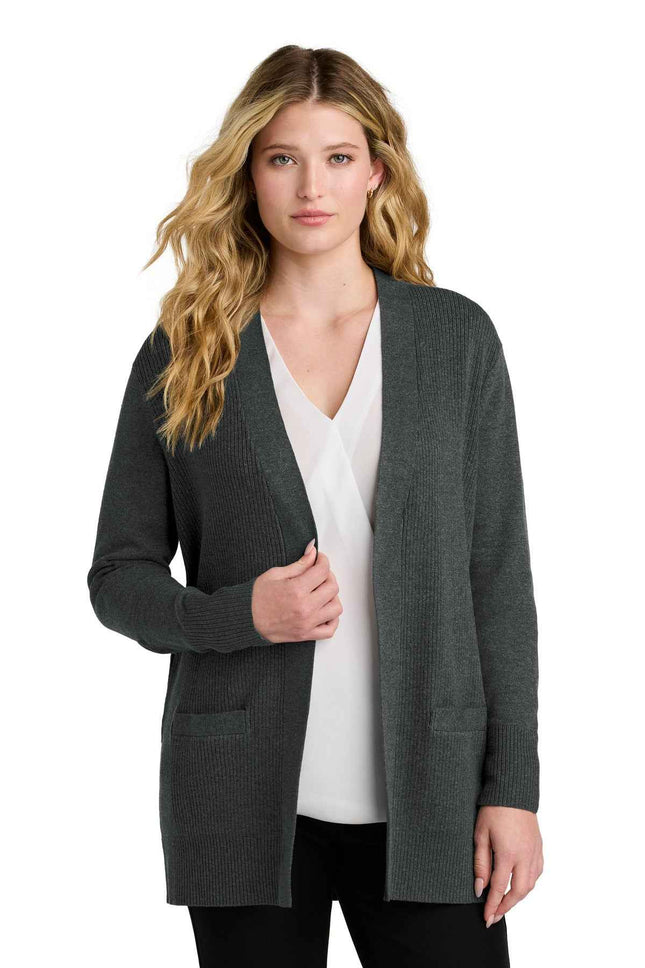 Port Authority Women's Easy Care OpenFront Cardigan Sweater LSW2890 Charcoal Heather