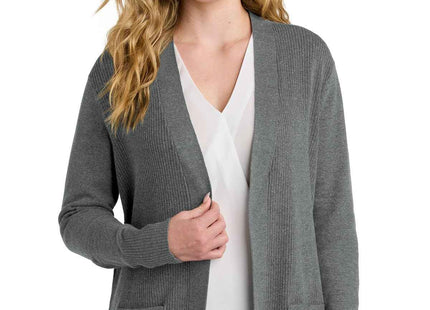 Port Authority Women's Easy Care OpenFront Cardigan Sweater LSW2890 Medium Heather Grey