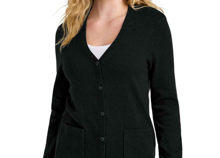Port Authority Women's Easy Care ButtonUp Cardigan Sweater LSW4150 Deep Black