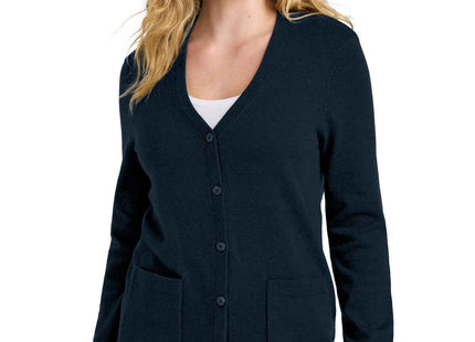 Port Authority Women's Easy Care ButtonUp Cardigan Sweater LSW4150 River Blue Navy