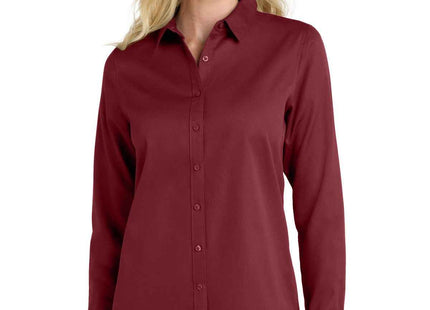 Port Authority Women's Long Sleeve SuperPro ReactTwill Shirt LW808 Burgundy