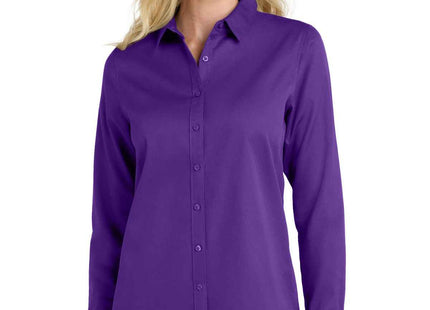 Port Authority Women's Long Sleeve SuperPro ReactTwill Shirt LW808 Purple