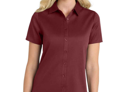 Port Authority Women's Short Sleeve SuperPro ReactTwill Shirt LW809 Burgundy