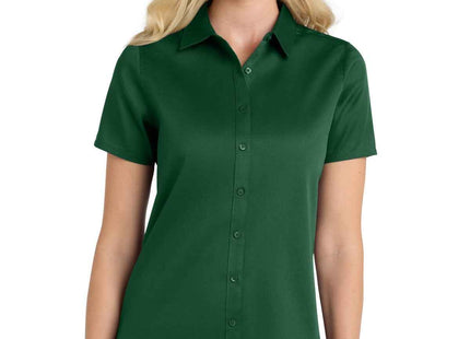 Port Authority Women's Short Sleeve SuperPro ReactTwill Shirt LW809 Dark Green