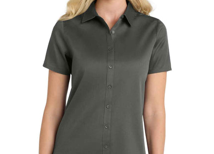 Port Authority Women's Short Sleeve SuperPro ReactTwill Shirt LW809 Storm Grey
