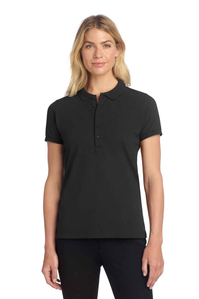 Mercer+Mettle Women's Stretch Heavyweight Pique Polo MM1001 Deep Black