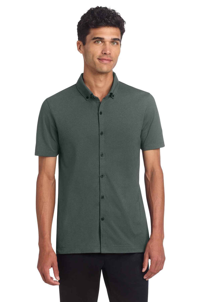 Mercer+Mettle Stretch Pique FullButton Polo MM1006 Anchor Grey