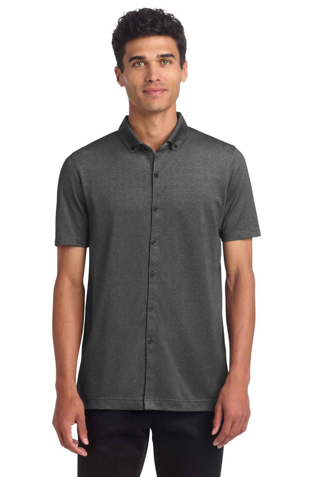 Mercer+Mettle Stretch Pique FullButton Polo MM1006 Anchor Grey Heather