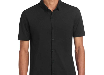 Mercer+Mettle Stretch Pique FullButton Polo MM1006 Deep Black